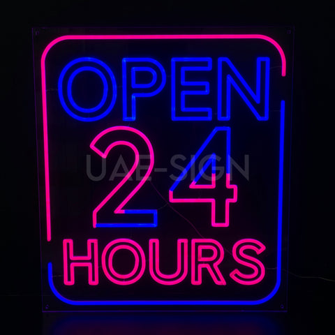 Open 24 Hours Neon Sign