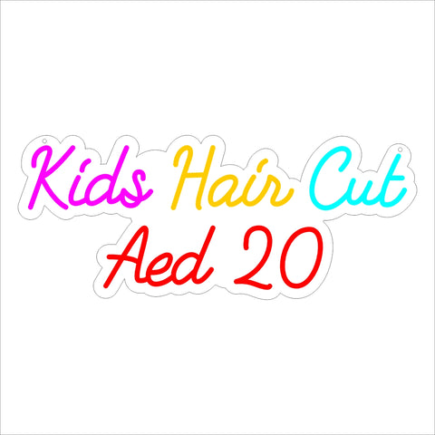 Kids Hair Cut AED 20 NEON SIGN