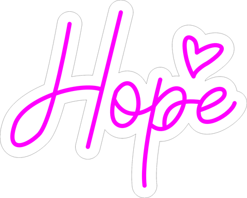 Hope With Heart Sign Neon